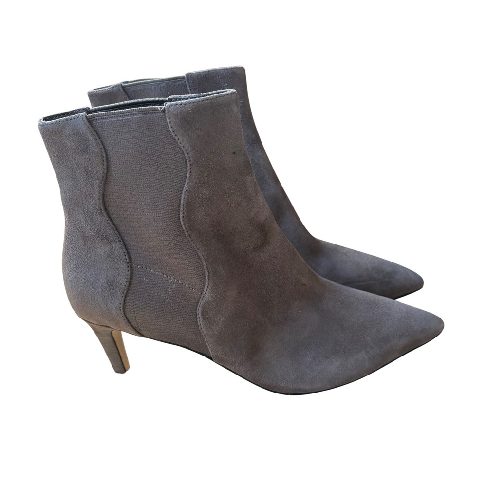 Cole Haan Grand 360 Grey Suede Pointed Toe Kitten Heel Ankle Boots Womens 8B
